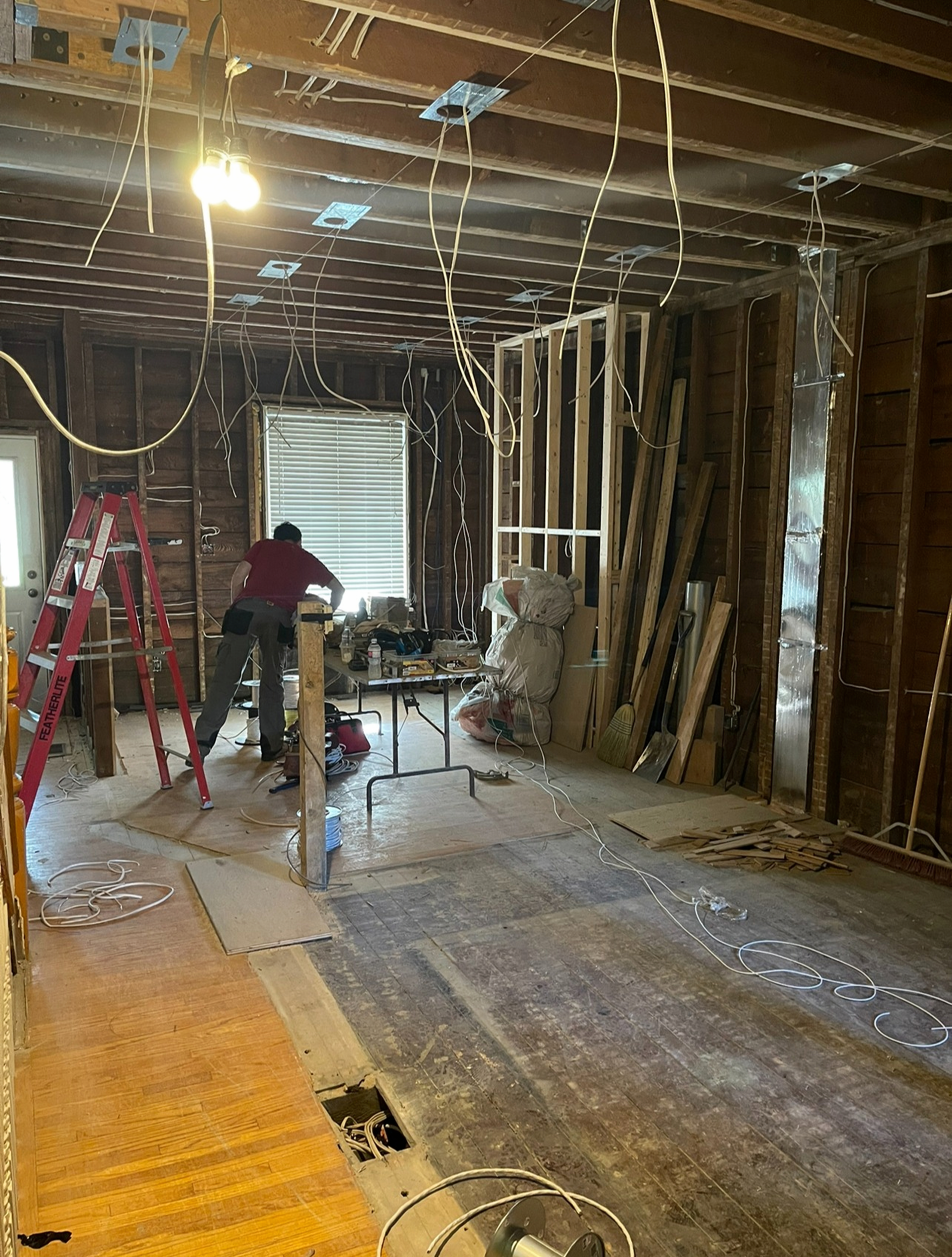 Rough-in electrical wiring in progress